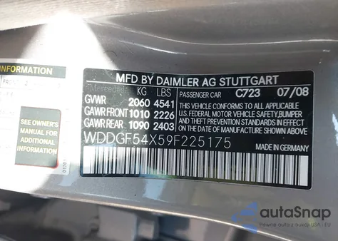 2009 Mercedes-Benz C 300 Luxury/Sport from USA, damaged, VIN WDDGF54X59F225175